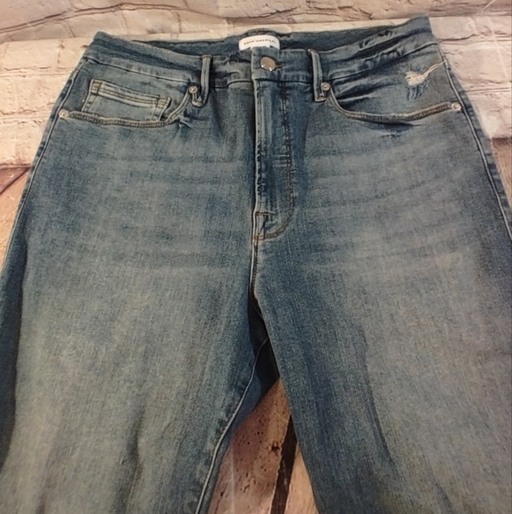Good American Good Legs Distressed Buste Knees Ankle Jeans 12/31 - Picture 10 of 16